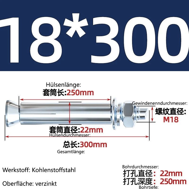 Sleeve Anchor Expansion Bolts for Concrete – Galvanised Carbon Steel M6 to M20 - HomeDIYer