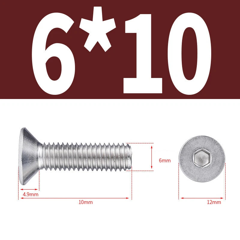 Allen Countersunk Head Screws V4A Steel Hexagon Socket Flat Head Machine Screw
