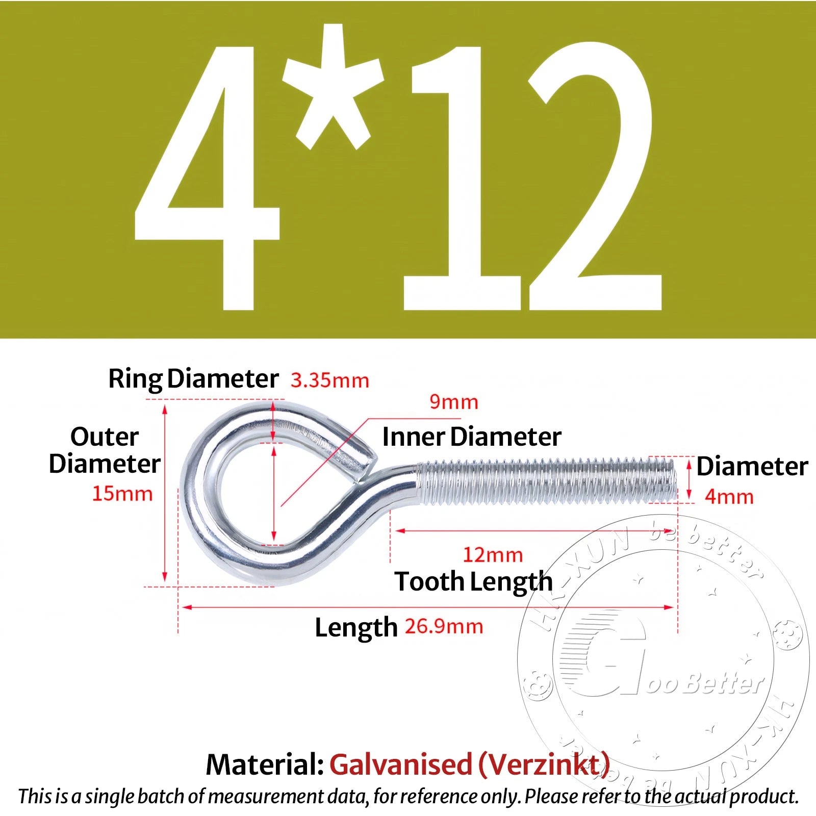 Galvanized Eye Screws Hooks Eye Bolts Closed Screws Rod Stainless Threaded Rings