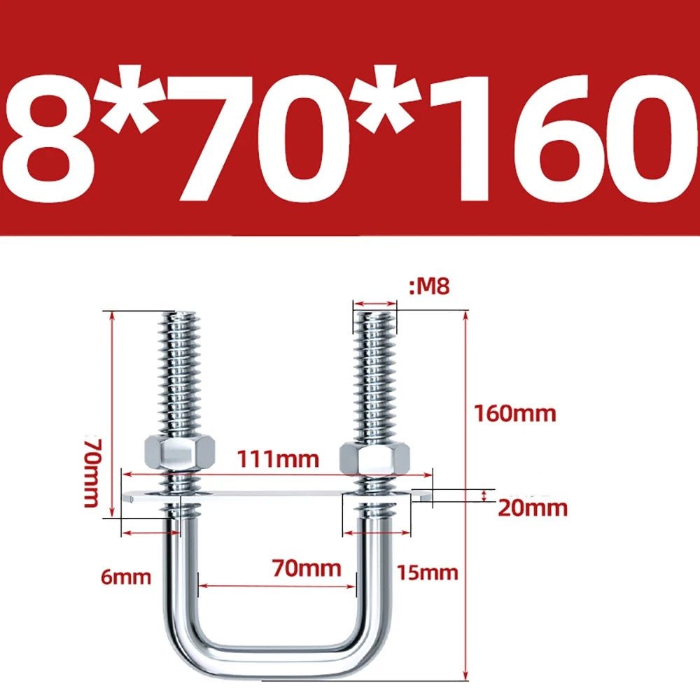 Square U - Bolts with Plate and Nuts – M6 M8 M10 M12 Zinc Plated, Trailer & Pipe Clamp Fasteners - HomeDIYer