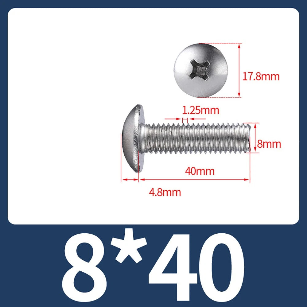M4-M8 Phillips Truss Head Machine Screw Large Flat Head Screws Stainless Steel