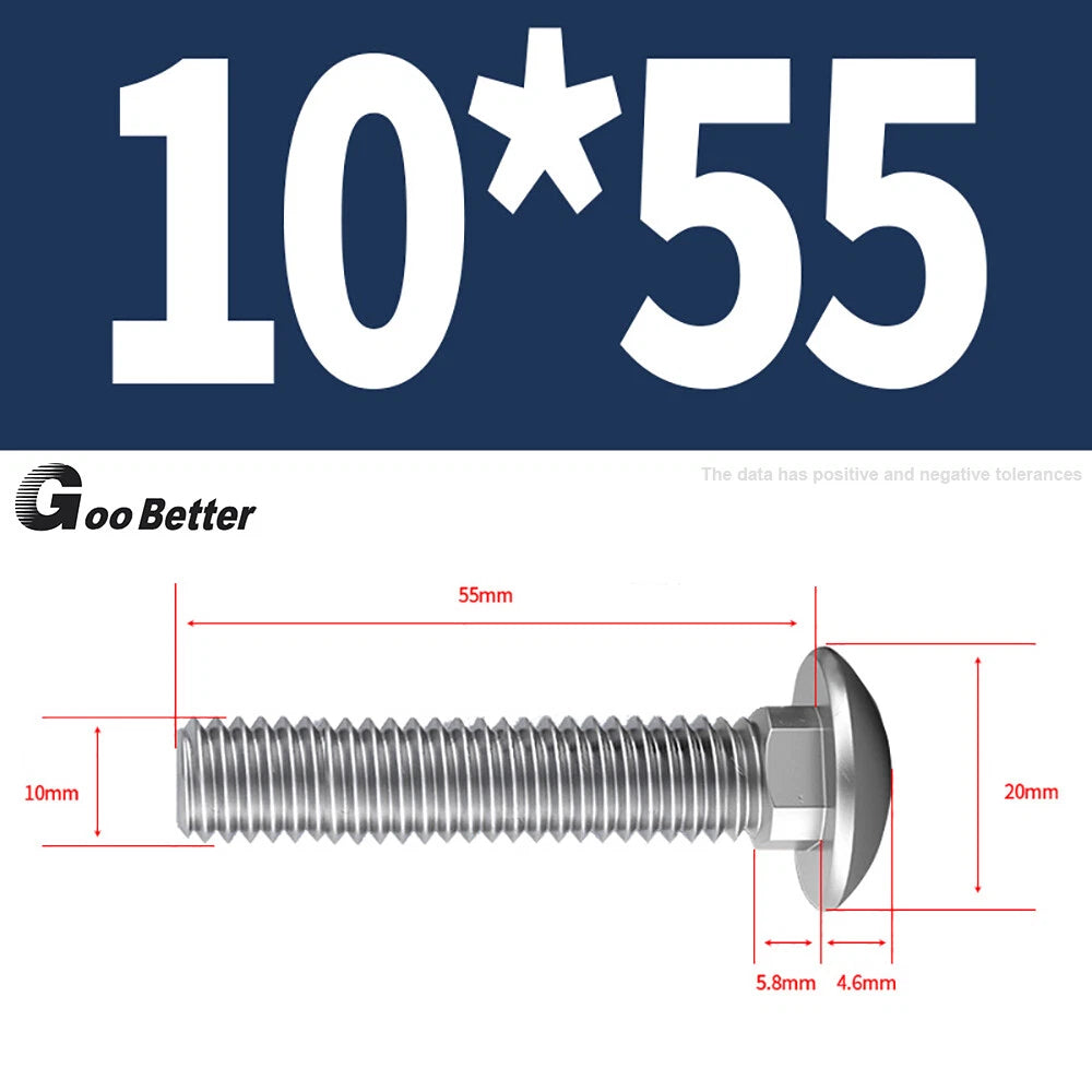 M4–M12 Carriage Bolts A2 Stainless Steel | Cup Square Neck Screws