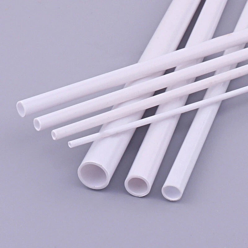 White ABS Round Hollow Tube — Styrene Plastic Pipe for DIY Models & Crafts, 2mm–8mm × 250mm