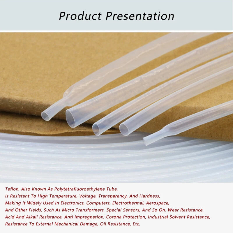 PTFE Heat Shrink Tubing – Transparent Electrical Sleeving, 0.5mm to 40mm, 1.7:1 & 4:1 Shrink Ratio