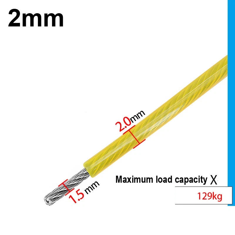 Stainless Steel Wire Rope Metal Cable Rigging 7x7 Pvc Plastic Coated 2,3,4,5,6mm