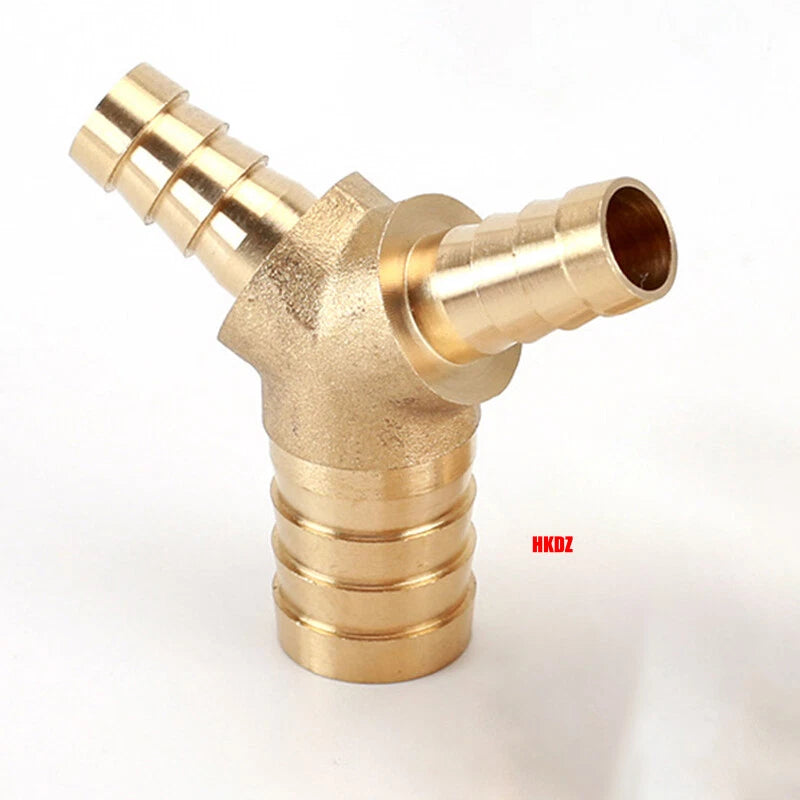 Brass Y Barbed Hose Tail Joiner — Tube Connector for Air, Water, Fuel & Gas