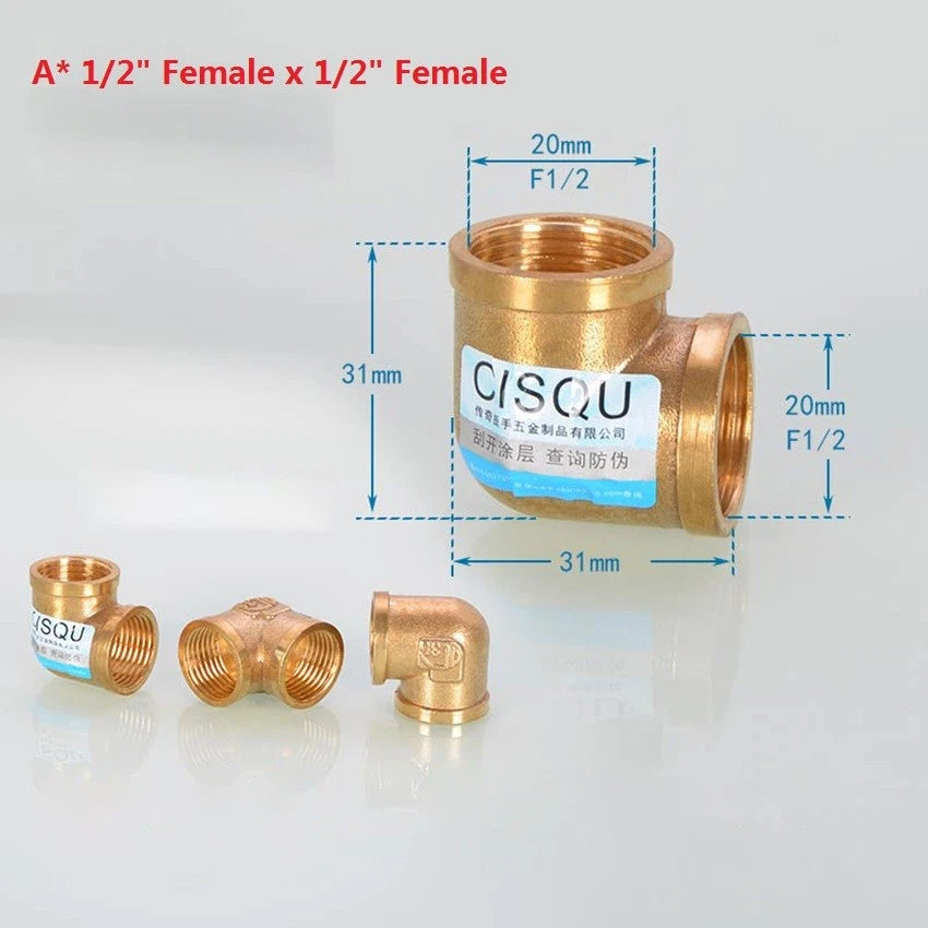 Brass NPT Pipe Fittings – 1/2" & 3/4" Male Female Thread Adapter Connector
