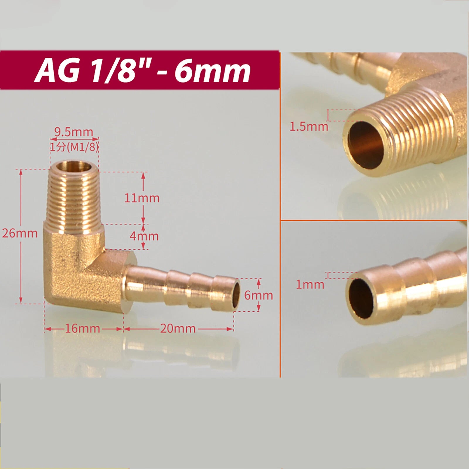 Brass 90° BSP Male Elbow x Barbed Hose Tail Fitting – Air & Water Pipe Connector
