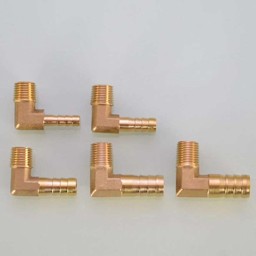 Brass BSP Male Elbow Barb Hose Tail Fittings — 1/8" to 3/4" × 6mm–25mm