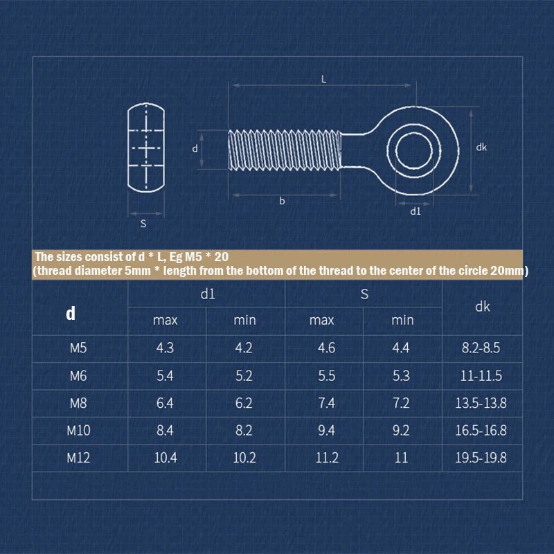 M5 M6 M8 Forged Eye Bolts with Eye Nut — 304 Stainless Steel, Multiple Lengths - HomeDIYer