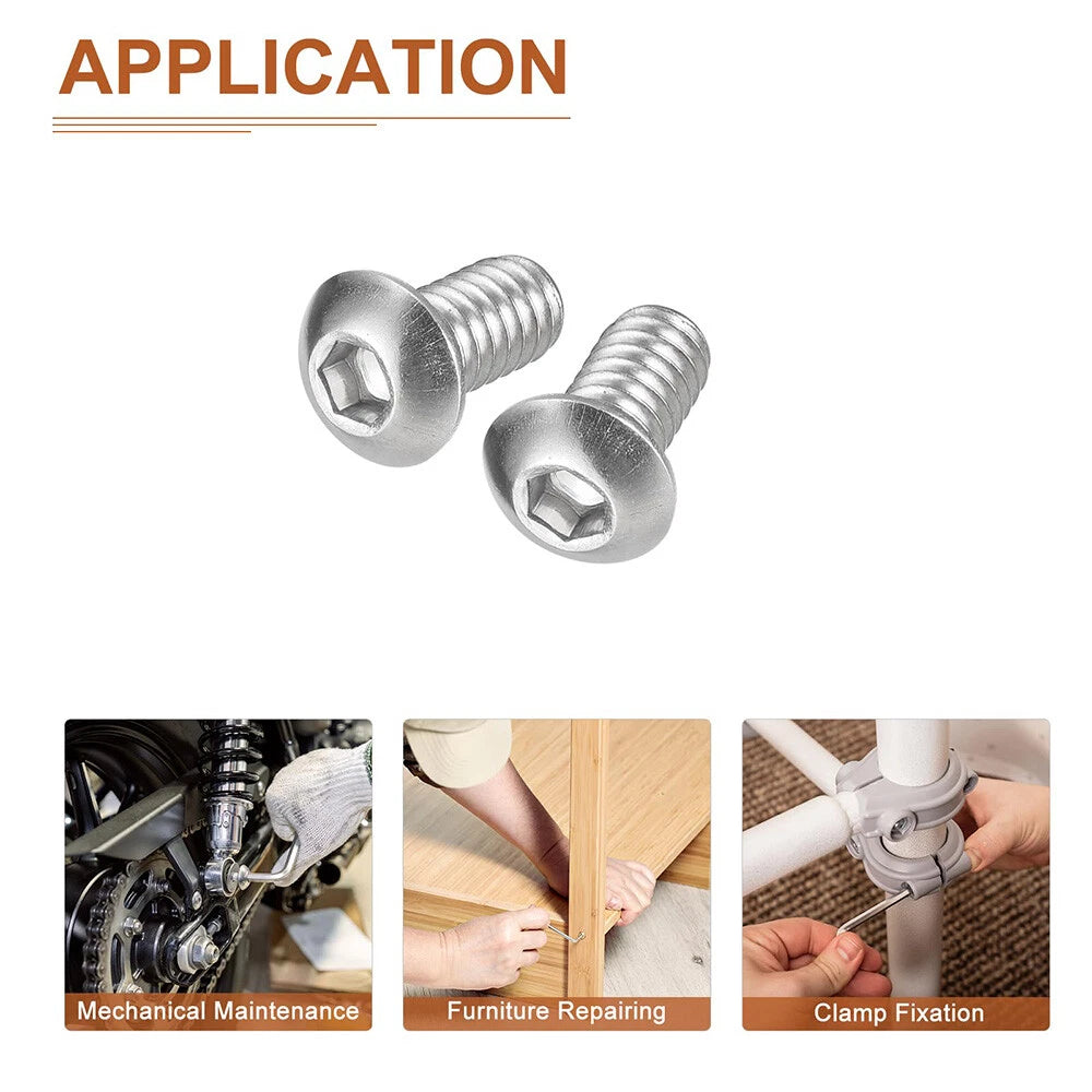 M2.5-M6 Button Head Socket Cap Screws Metric Allen Bolts - 100 Pack