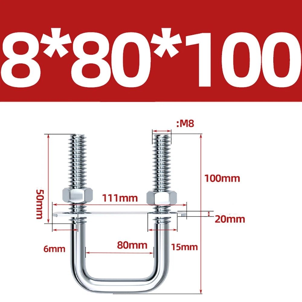 Square U - Bolts with Plate and Nuts – M6 M8 M10 M12 Zinc Plated, Trailer & Pipe Clamp Fasteners - HomeDIYer