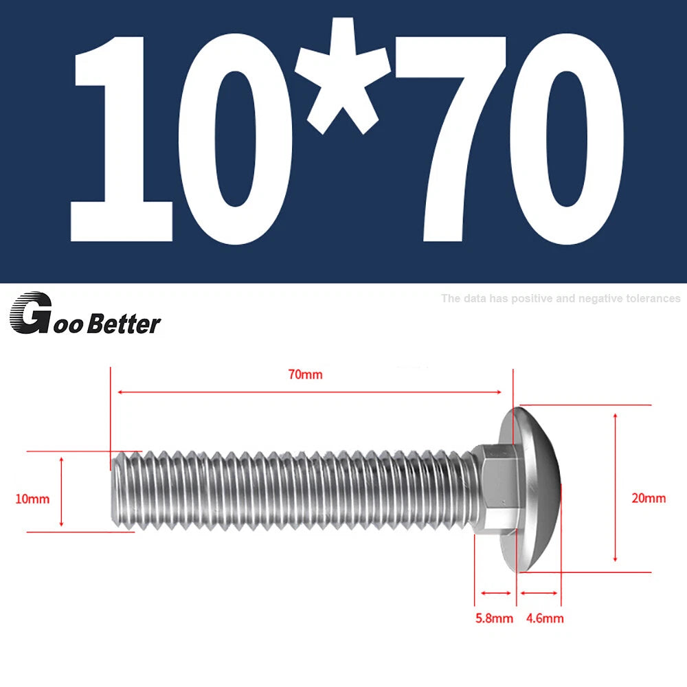 M4–M12 Carriage Bolts A2 Stainless Steel | Cup Square Neck Screws