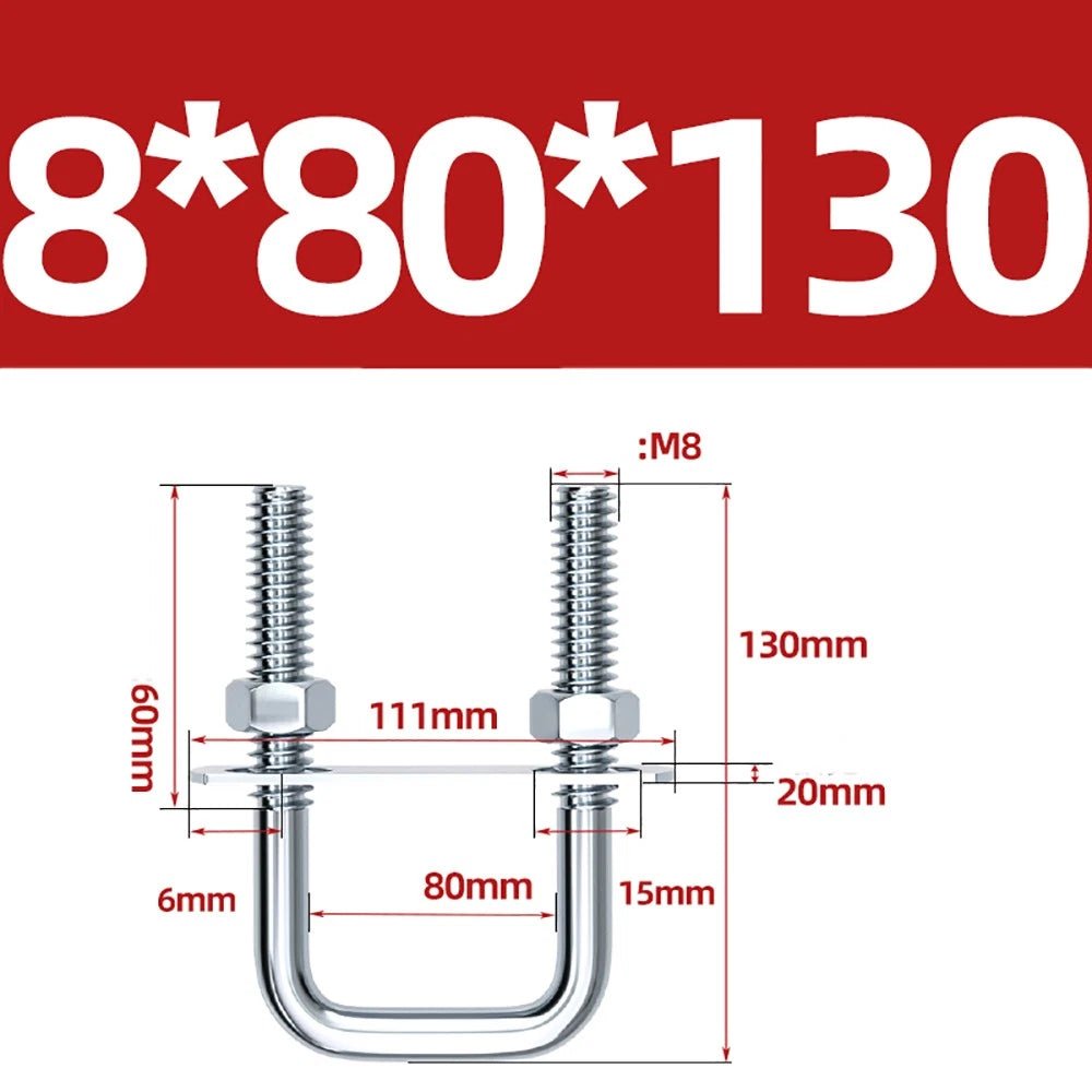 Square U - Bolts with Plate and Nuts – M6 M8 M10 M12 Zinc Plated, Trailer & Pipe Clamp Fasteners - HomeDIYer