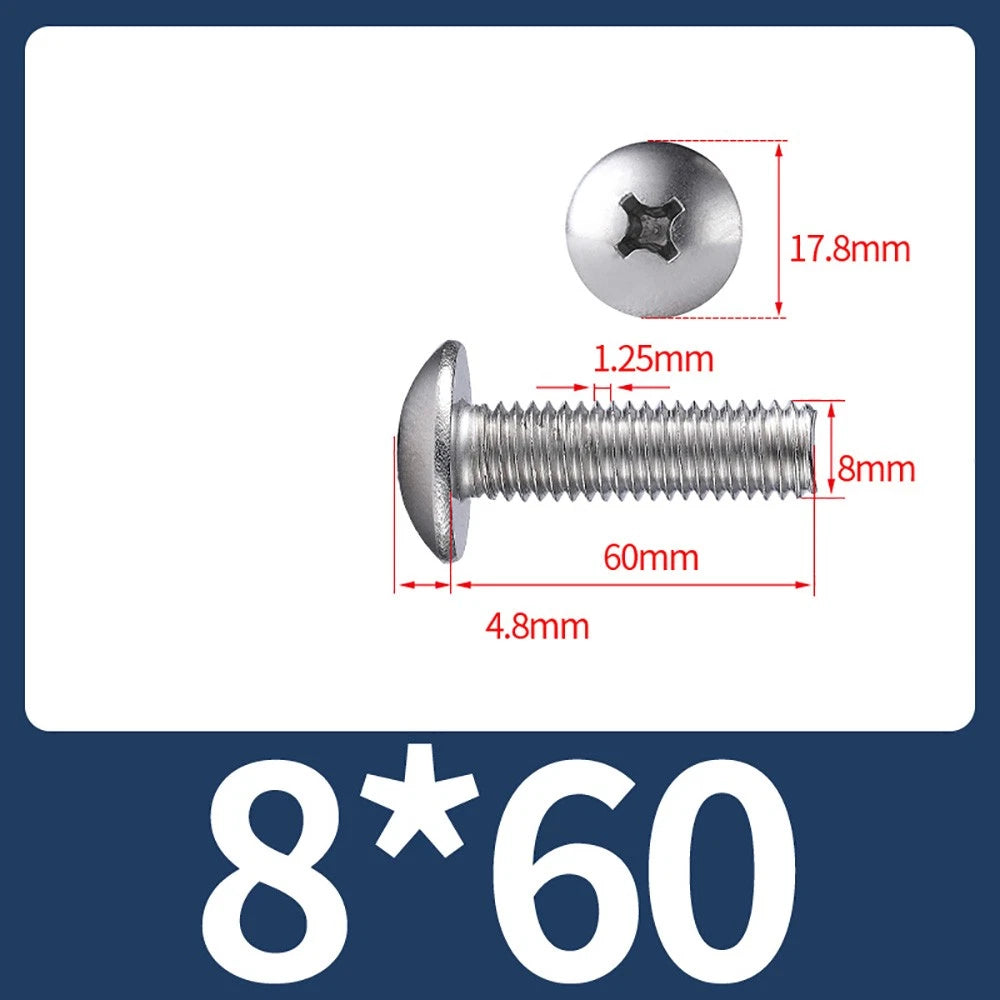 M4-M8 Phillips Truss Head Machine Screw Large Flat Head Screws Stainless Steel