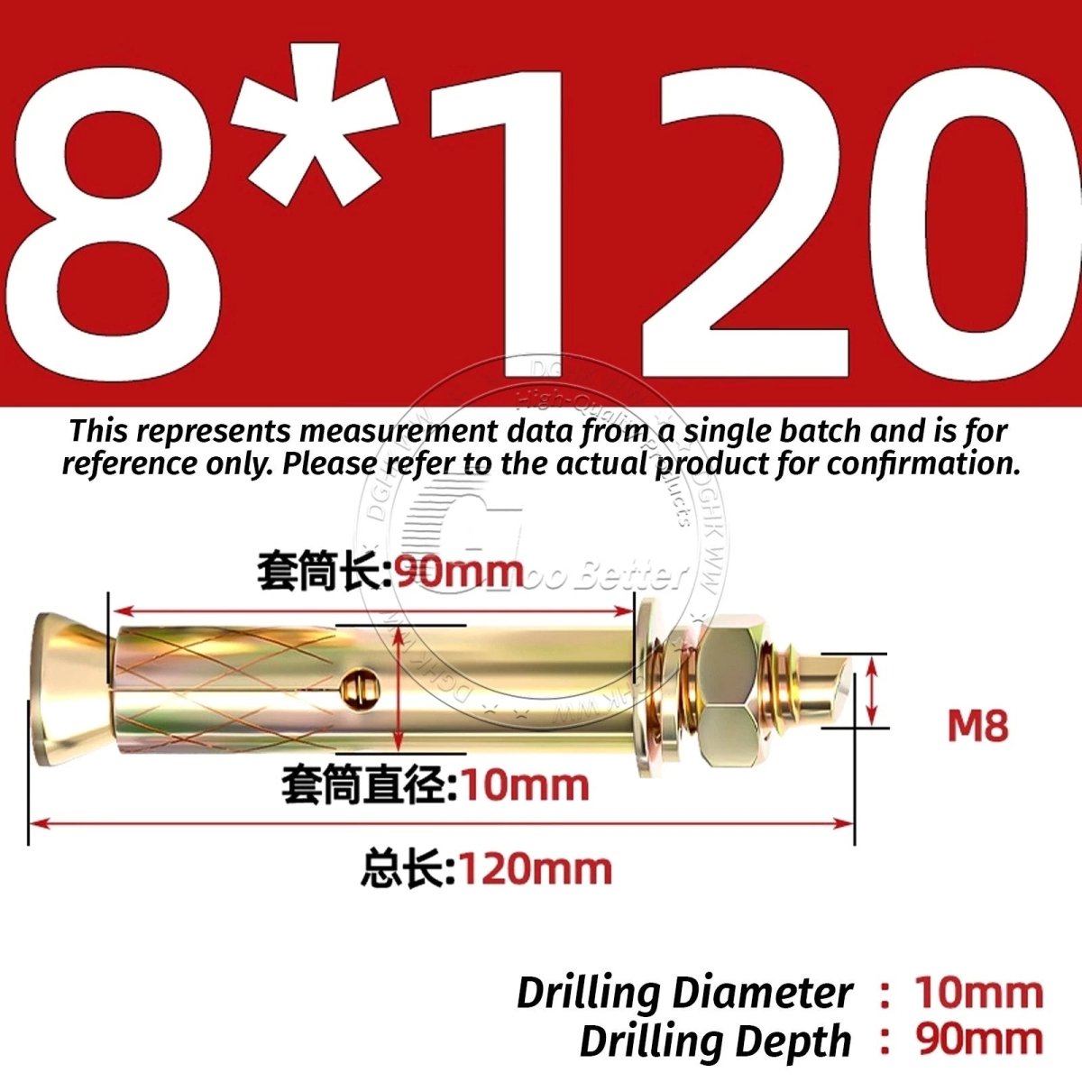 Concrete Expansion Anchor Bolts M6–M20, Extra Long Masonry Wall Screws – Iron Blue White Zinc / Iron - colour Zinc - HomeDIYer