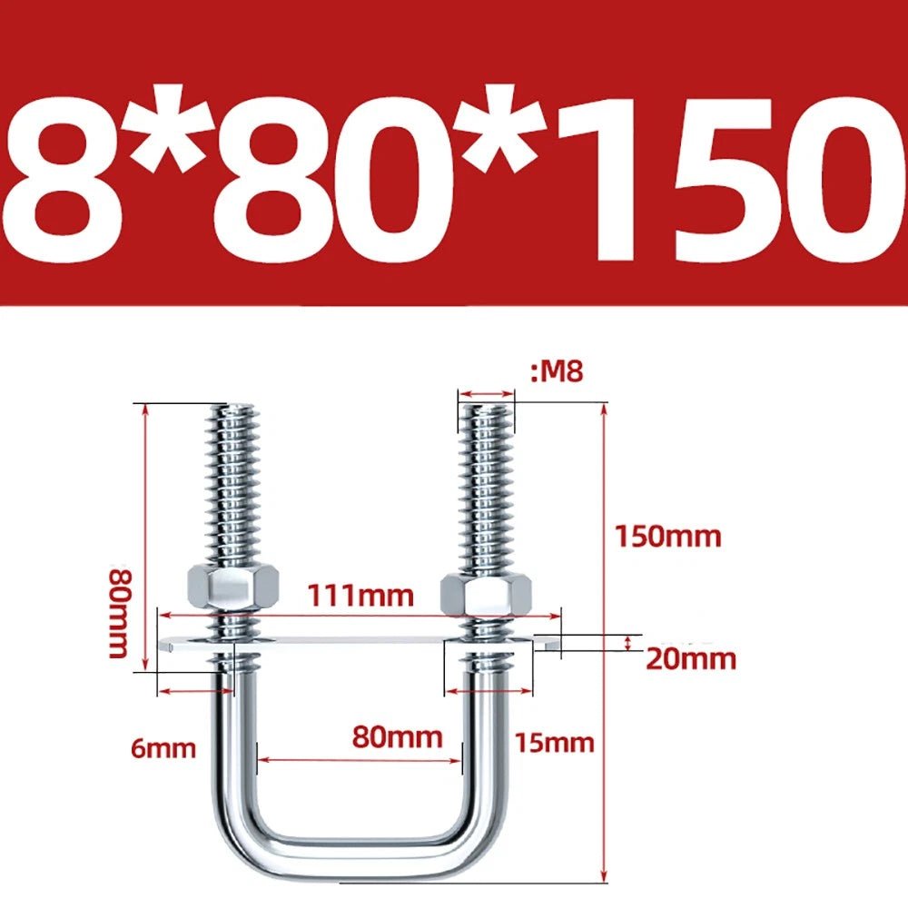 Square U - Bolts with Plate and Nuts – M6 M8 M10 M12 Zinc Plated, Trailer & Pipe Clamp Fasteners - HomeDIYer