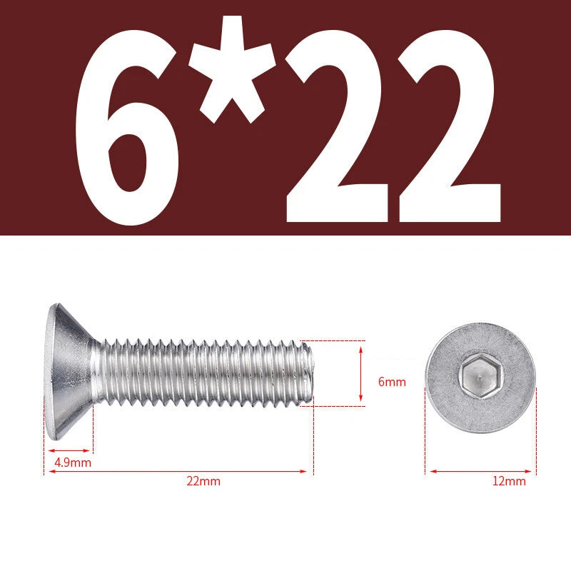 Allen Countersunk Head Screws V4A Steel Hexagon Socket Flat Head Machine Screw