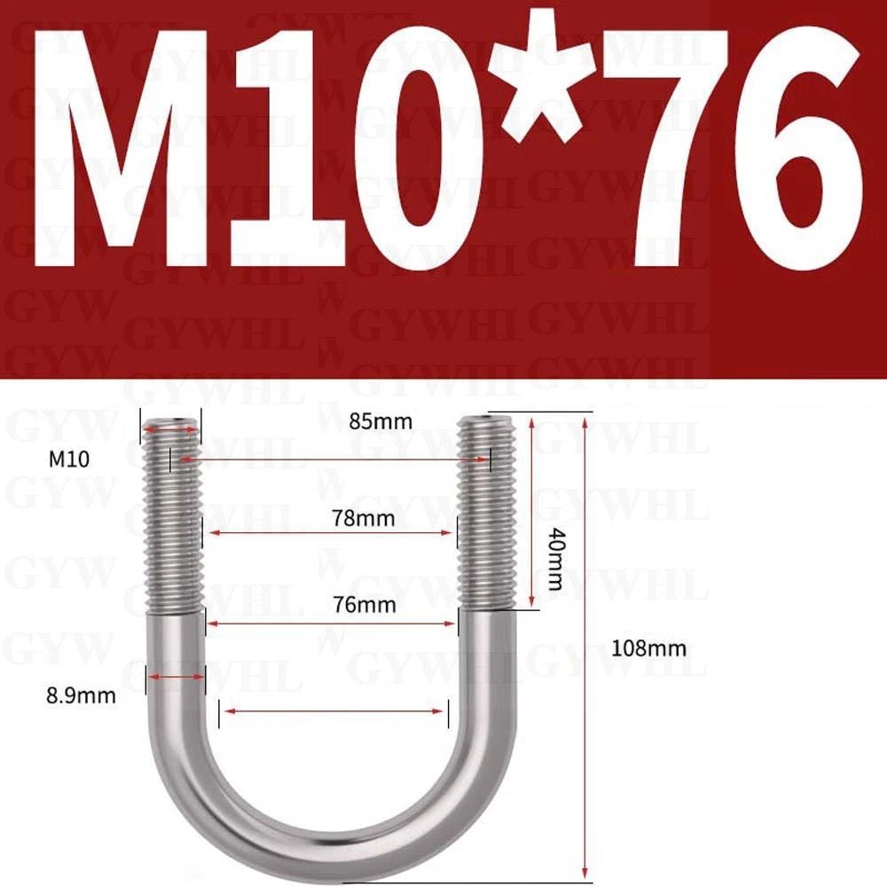 Marine Grade Round Bend U - Bolts — A2 & A4 Stainless Steel, M6 to M20 - HomeDIYer