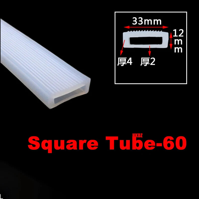 Square Silicone Rubber Hollow Tube Pipe Protector Seal Strips Width 2.5mm~108mm