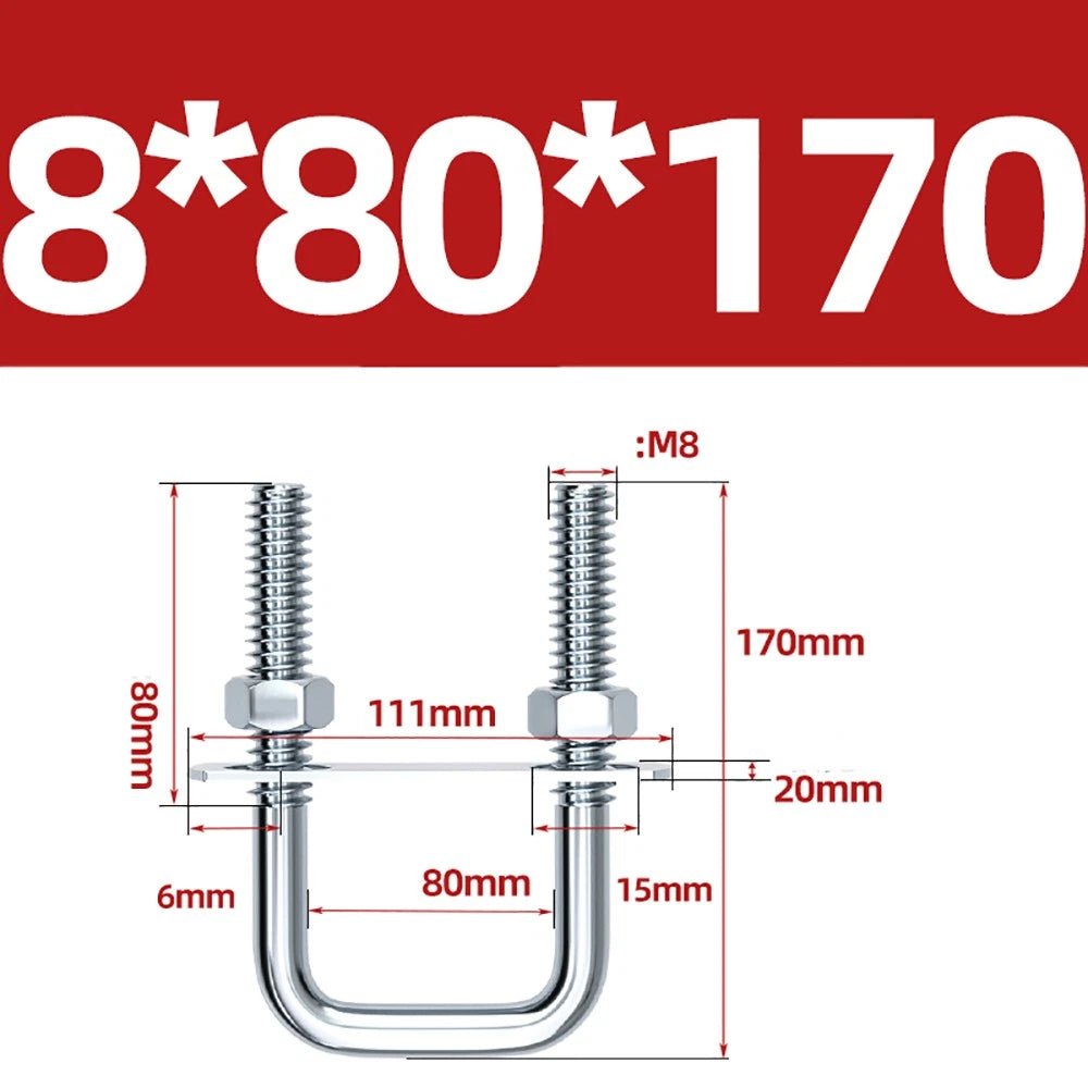 Square U - Bolts with Plate and Nuts – M6 M8 M10 M12 Zinc Plated, Trailer & Pipe Clamp Fasteners - HomeDIYer