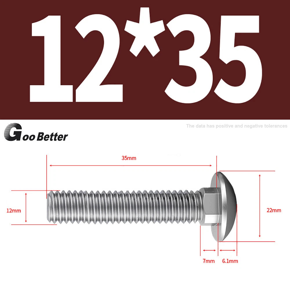 M4–M12 Carriage Bolts A2 Stainless Steel | Cup Square Neck Screws
