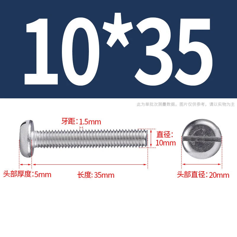 M4 M5 M6 M8 M10 A2 Stainless Steel Machine Screws - Slotted Pan Head Bolts DIN85