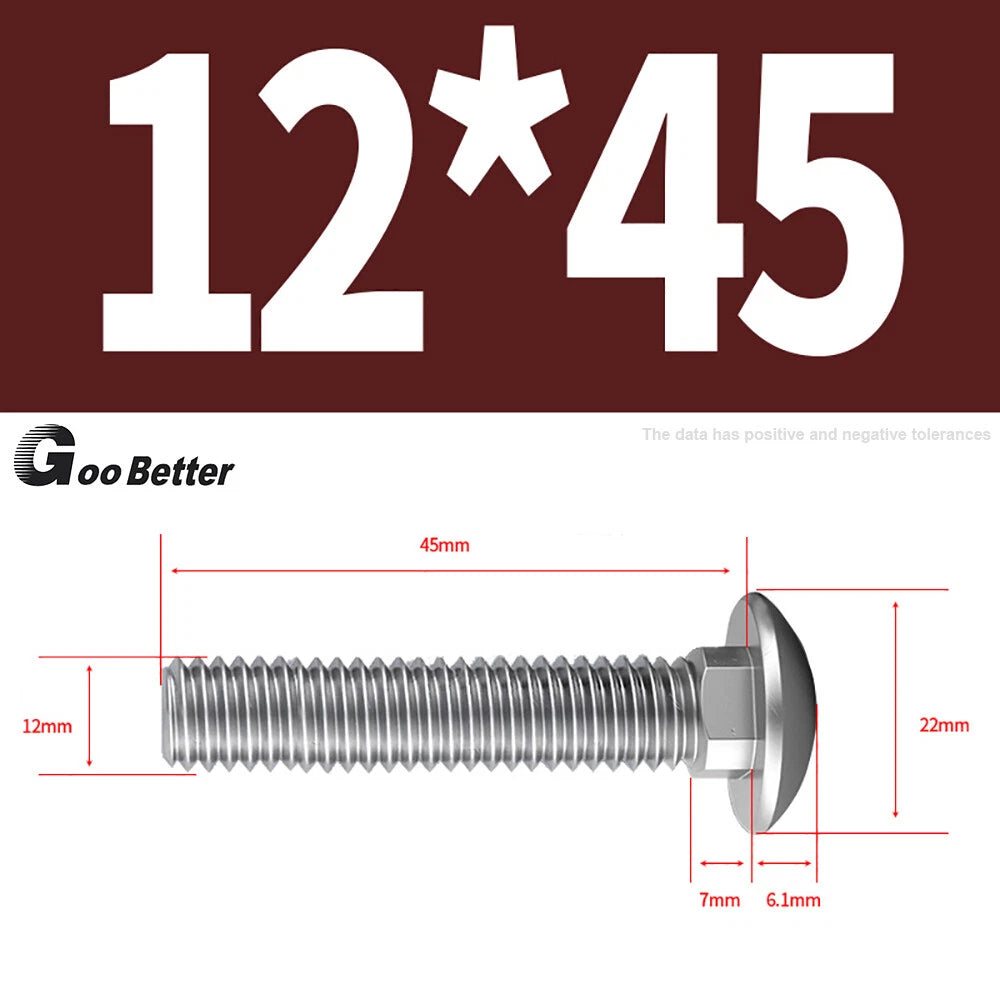 M4–M12 Carriage Bolts A2 Stainless Steel | Cup Square Neck Screws