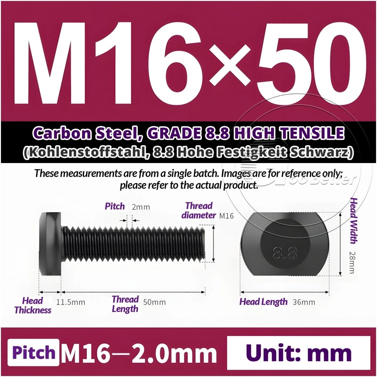 T - Slot Bolts M6 to M20 | Grade 8.8 High Tensile | T - Track Bolts 16mm–500mm - HomeDIYer