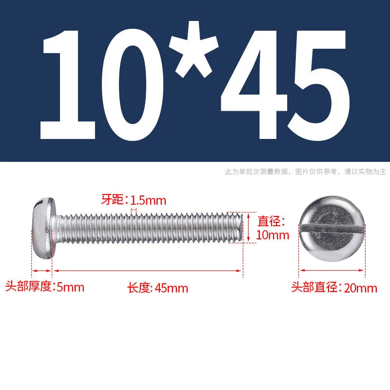 M4 M5 M6 M8 M10 A2 Stainless Steel Machine Screws - Slotted Pan Head Bolts DIN85