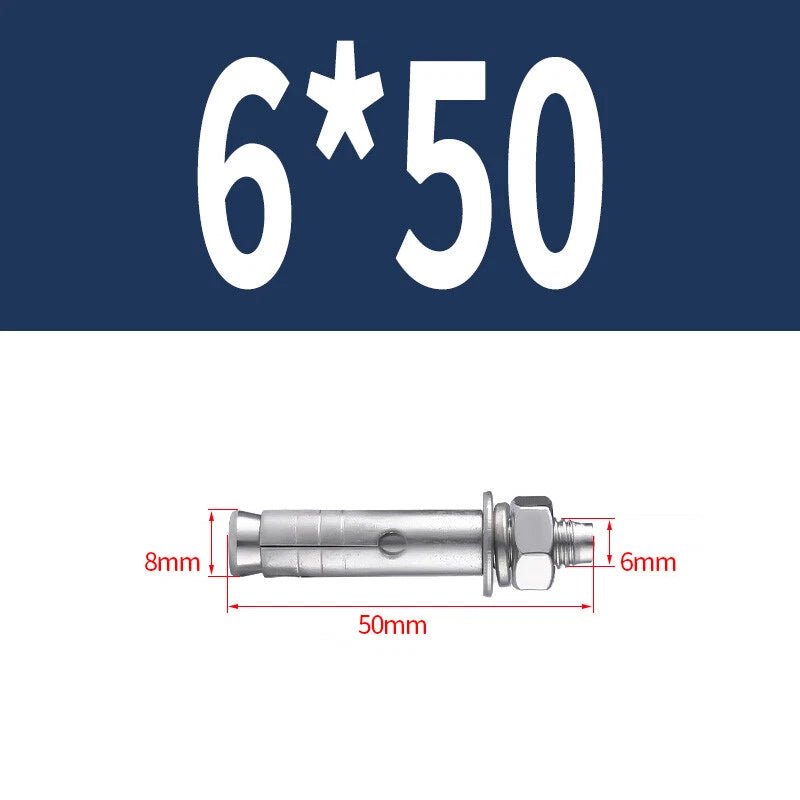 Hex Nut Expansion Sleeve Anchor Bolts — M6 to M20, Galvanized & Stainless Steel - HomeDIYer