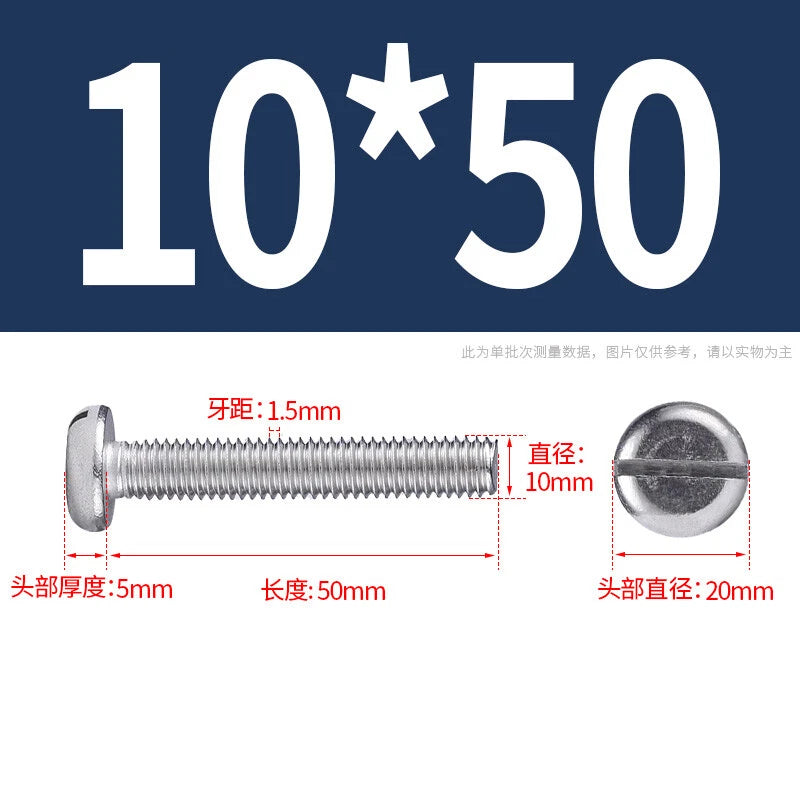M4 M5 M6 M8 M10 A2 Stainless Steel Machine Screws - Slotted Pan Head Bolts DIN85