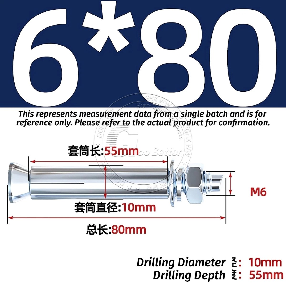 Concrete Expansion Anchor Bolts M6–M20, Extra Long Masonry Wall Screws – Iron Blue White Zinc / Iron - colour Zinc - HomeDIYer