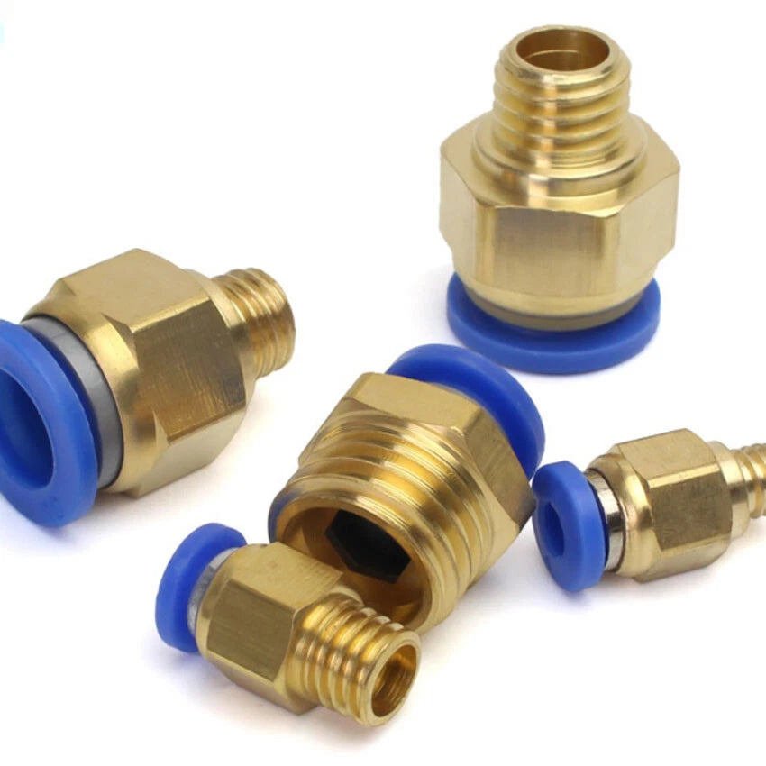 Male Stud Push-to-Connect Brass Fitting | BSPT & Metric Thread | 4mm–12mm Tube OD