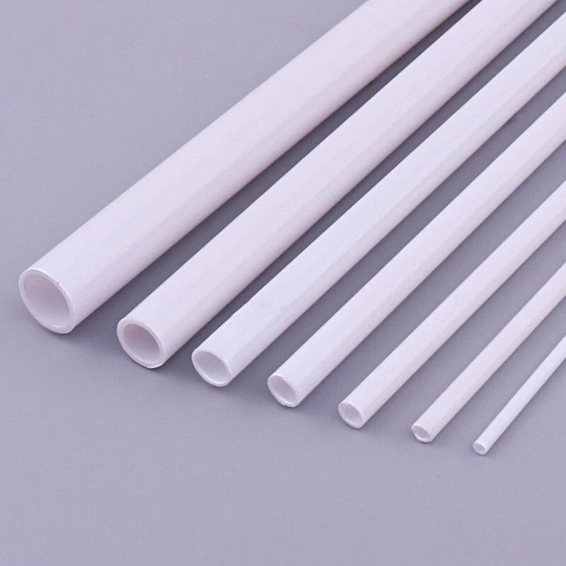White ABS Round Hollow Tube — Styrene Plastic Pipe for DIY Models & Crafts, 2mm–8mm × 250mm