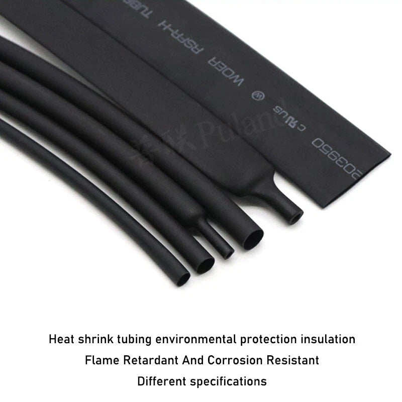 3:1 Ratio Heat Shrink Tubing – Black Electrical Wire Sleeving (Without Glue)