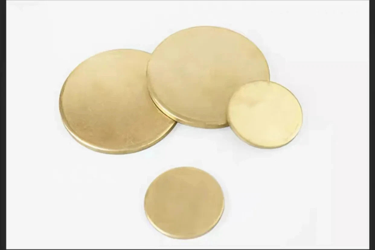 H62 Solid Brass Discs Blanks Metal Round Sheets OD 50-100mm Thick 0.5mm 1mm- 3mm