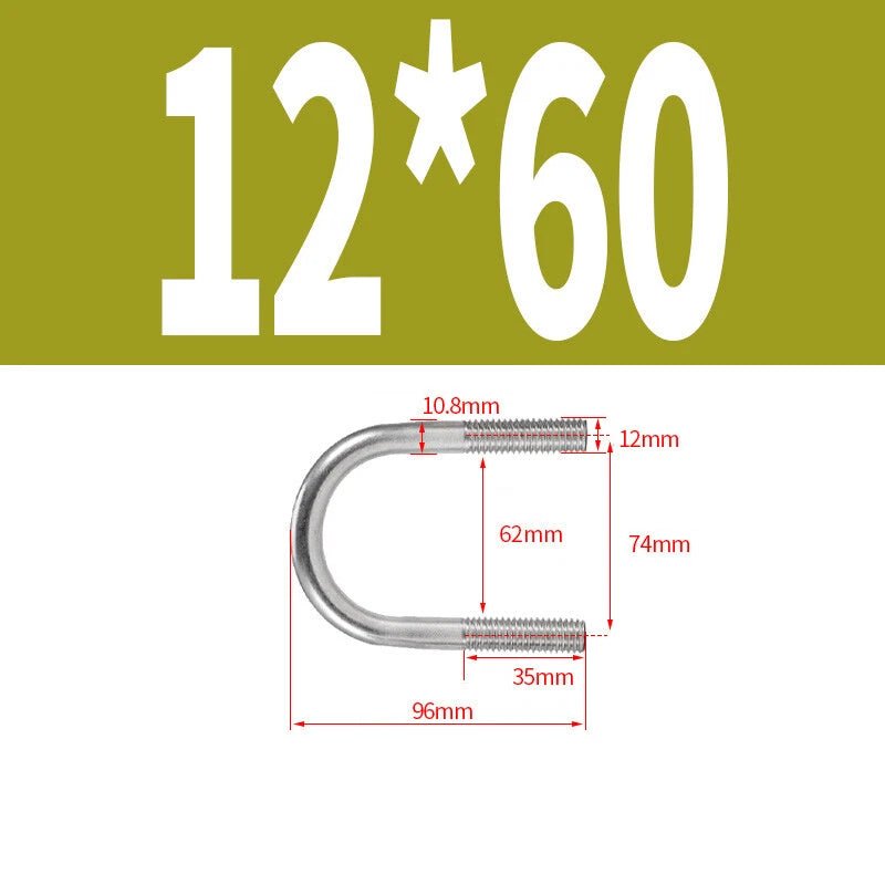 M12 Round Bend U - Bolt – A2 Stainless Steel, 42mm to 328mm - HomeDIYer