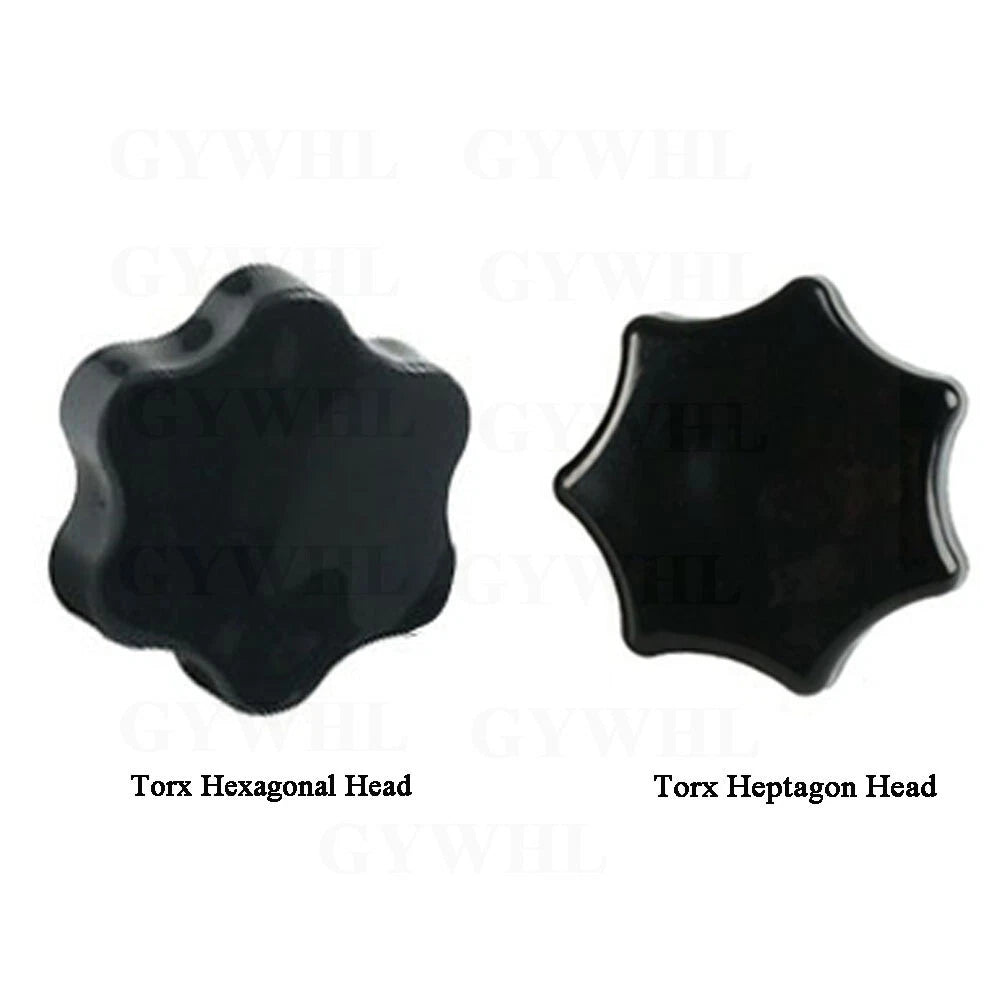 Zinc Plated Thumb Screws Hand Knob Grip Bolt Black Plastic Hexalobular Star Head