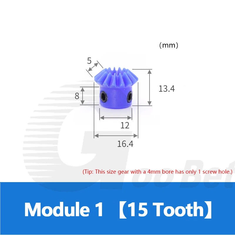 Module 1 1.5 2 2.5 Straight Bevel Gear Set 15 - 30 Tooth 1:1 Pairing Nylon Blue