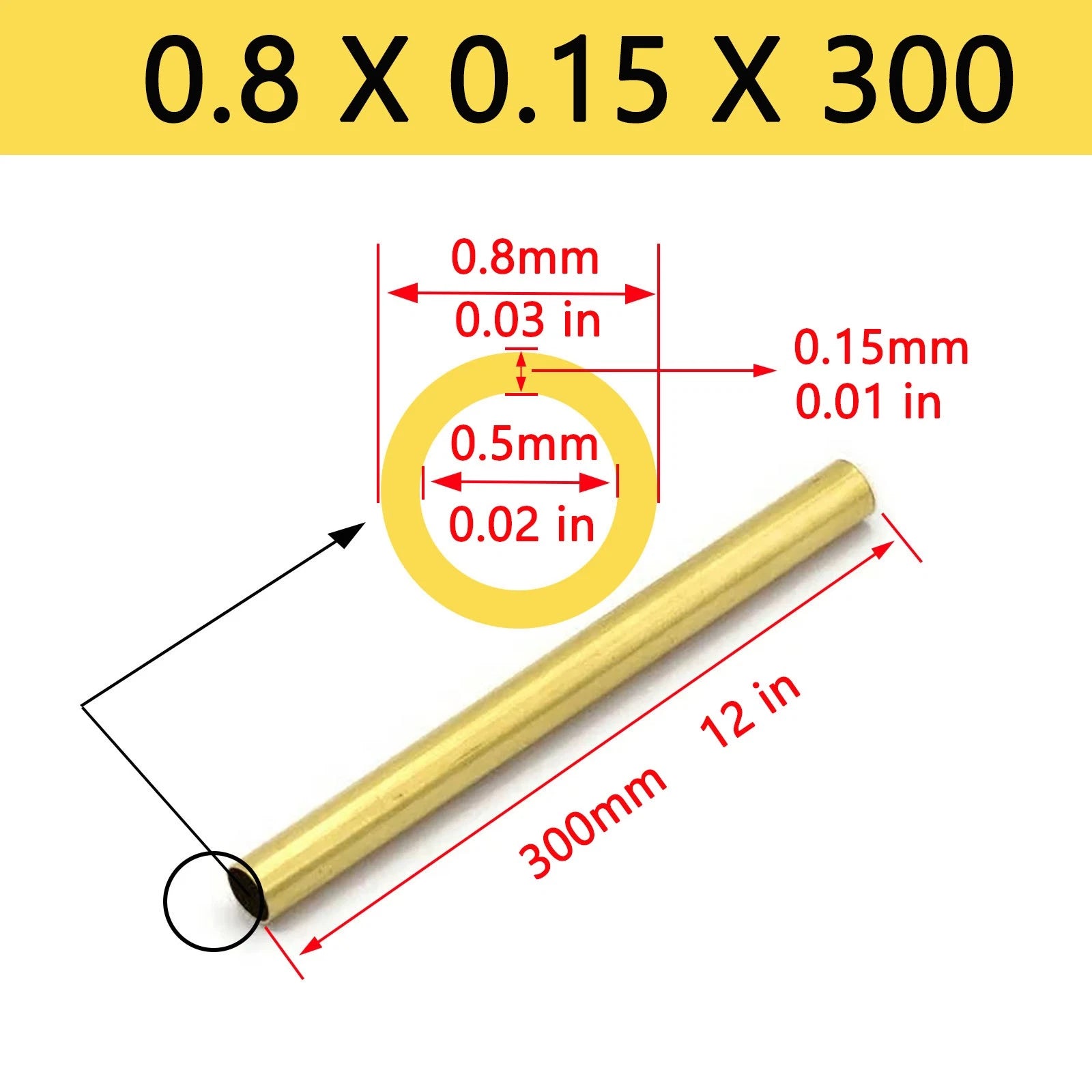 Brass Tubes ROUND PIPE Cu 62% OD 2mm 3mm 4mm 5mm 6mm To 25mm Length 300mm 0.3m