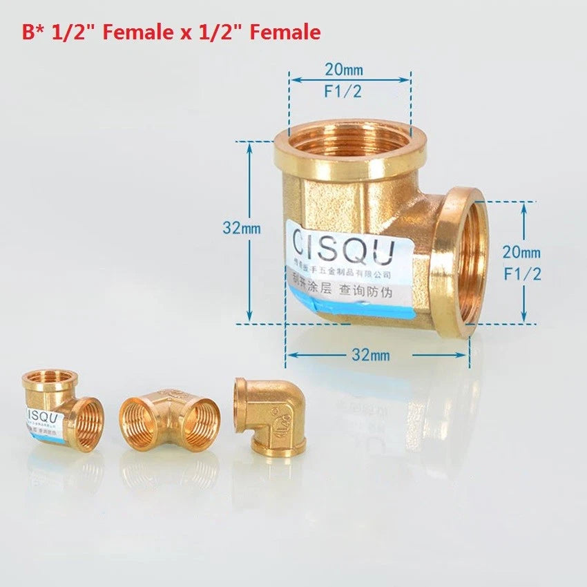 Brass NPT Pipe Fittings – 1/2" & 3/4" Male Female Thread Adapter Connector