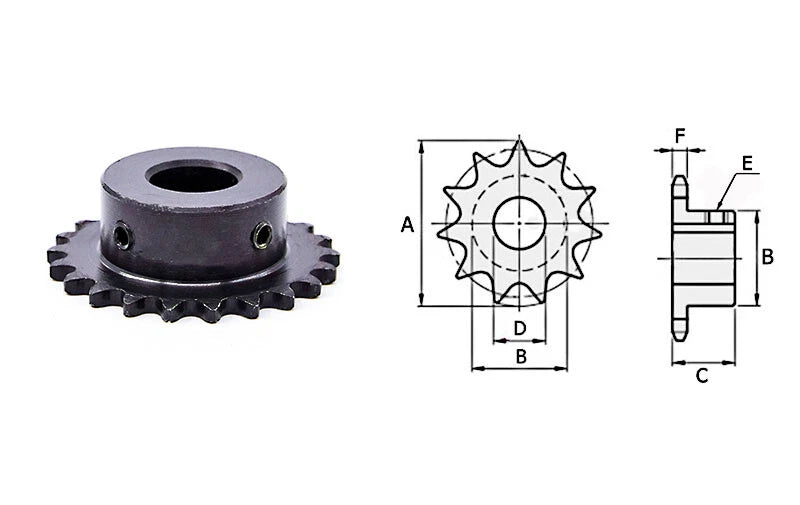 #25 Roller Chain Sprocket With Keyway 04C 13T-40T Tooth Bore 8-30mm Pitch 6.35mm