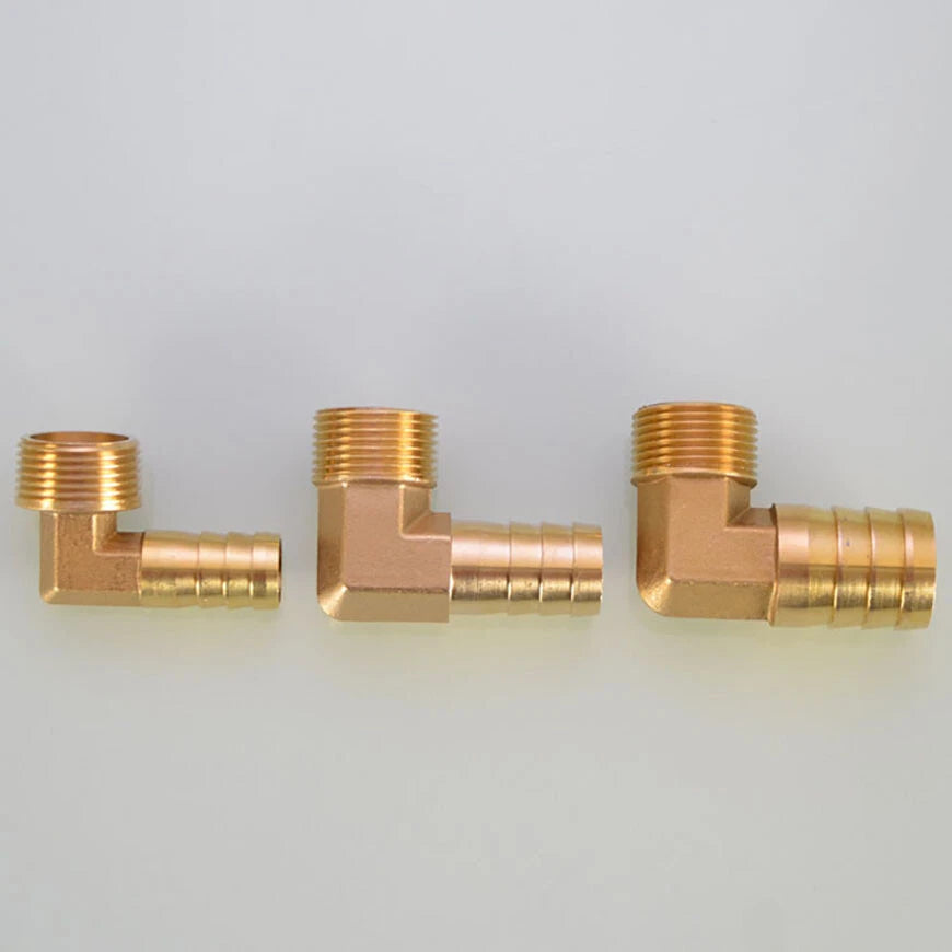 Brass BSP Male Elbow Barb Hose Tail Fittings — 1/8" to 3/4" × 6mm–25mm