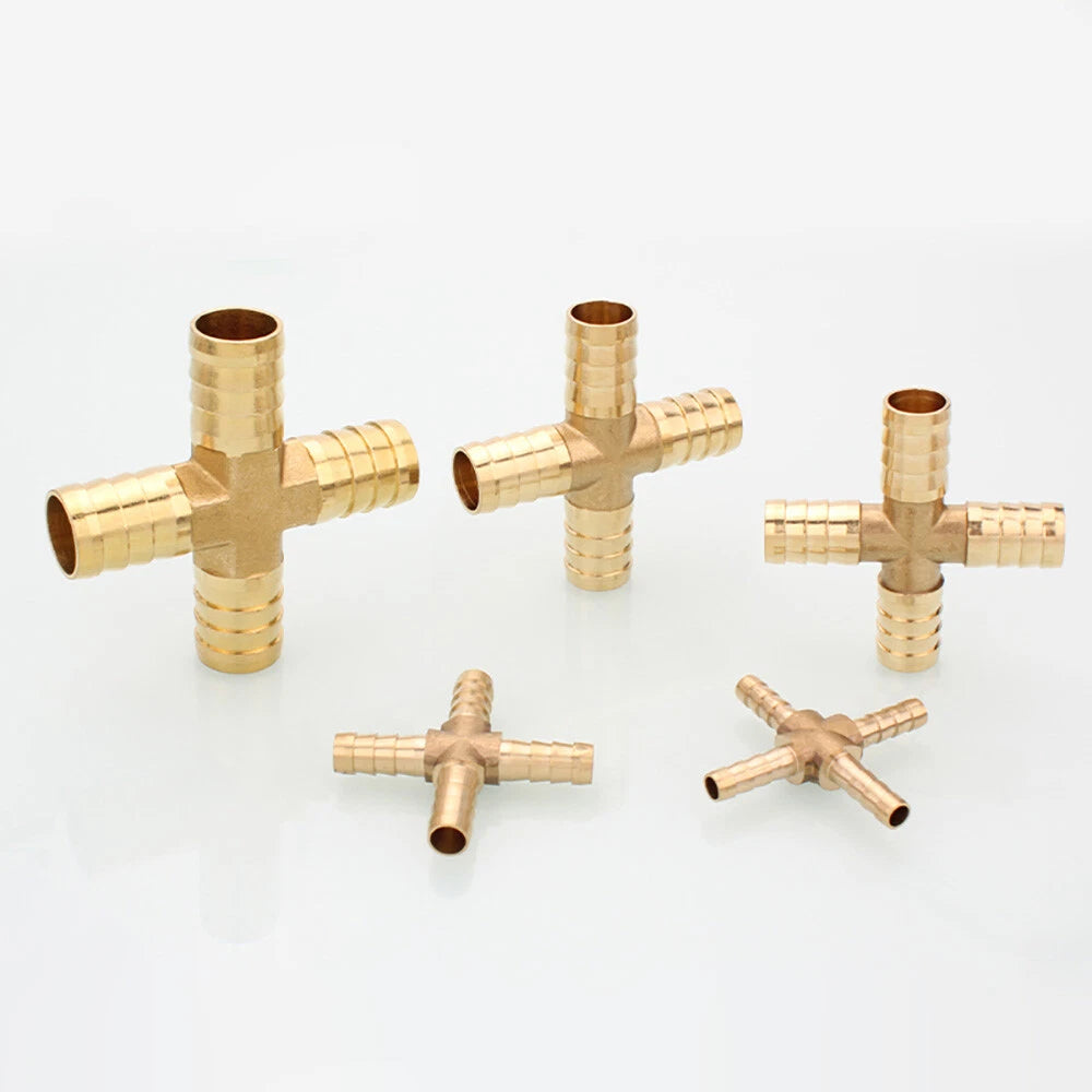 Brass Hose Tail Fittings – Barb Connector Straight Tee Y-Shape 90° Elbow Cross | Air Water Pipe Adapter