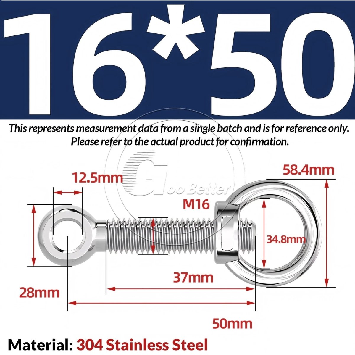 M16–M24 A2 304 Stainless Steel Lifting Eye Bolt & Eye Nut Threaded Ring - HomeDIYer