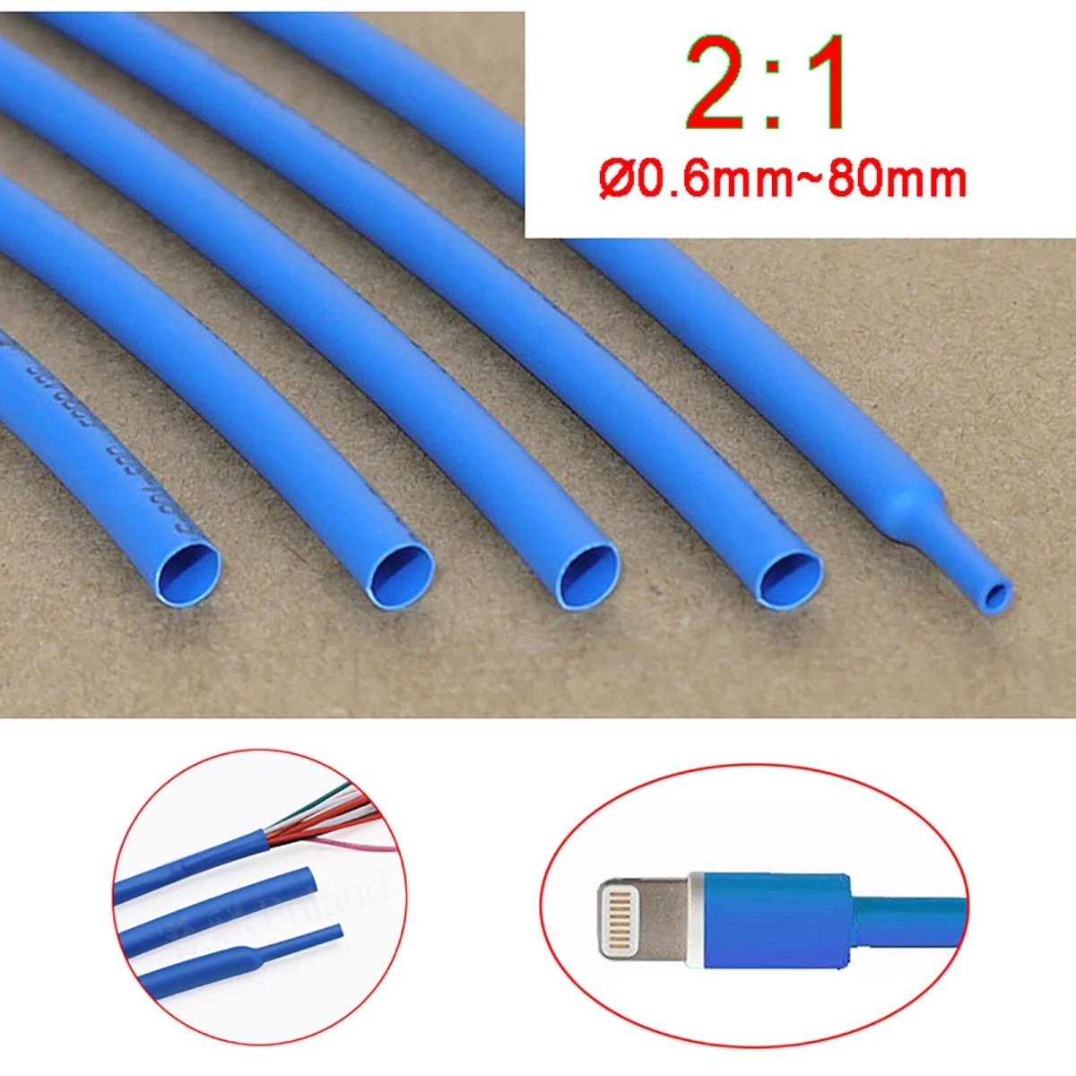 2:1 Heat Shrink Tubing — Electrical Wire Sleeving, Ø0.6mm to Ø80mm, Cut to Length - HomeDIYer