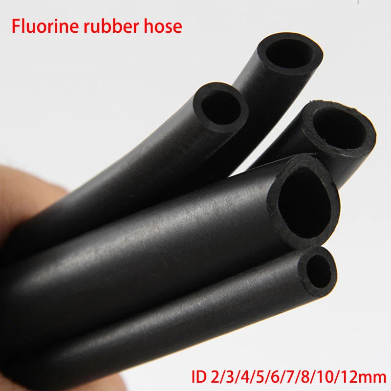 Fluorine Rubber Fuel Hose Tubing — Petrol Diesel Oil Resistant Pipe, ID 2–12mm, 1M/5M/10M