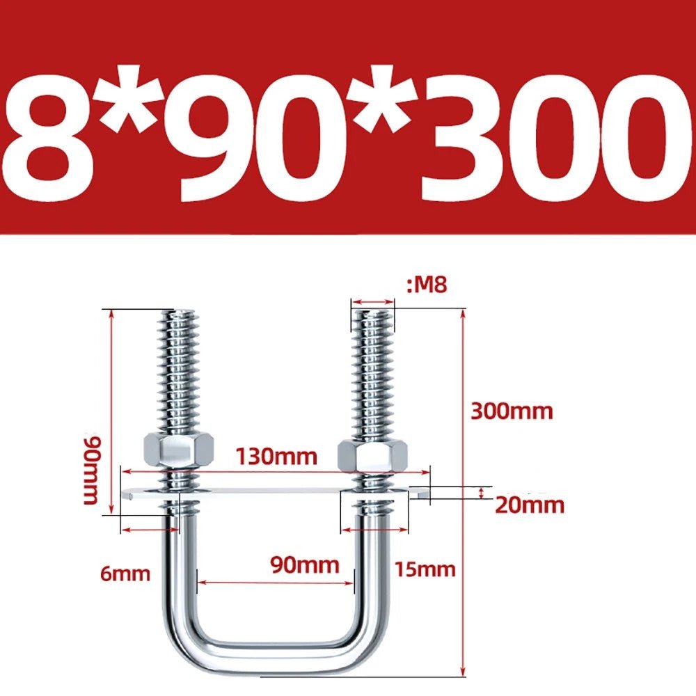 Square U - Bolts with Plate and Nuts – M6 M8 M10 M12 Zinc Plated, Trailer & Pipe Clamp Fasteners - HomeDIYer