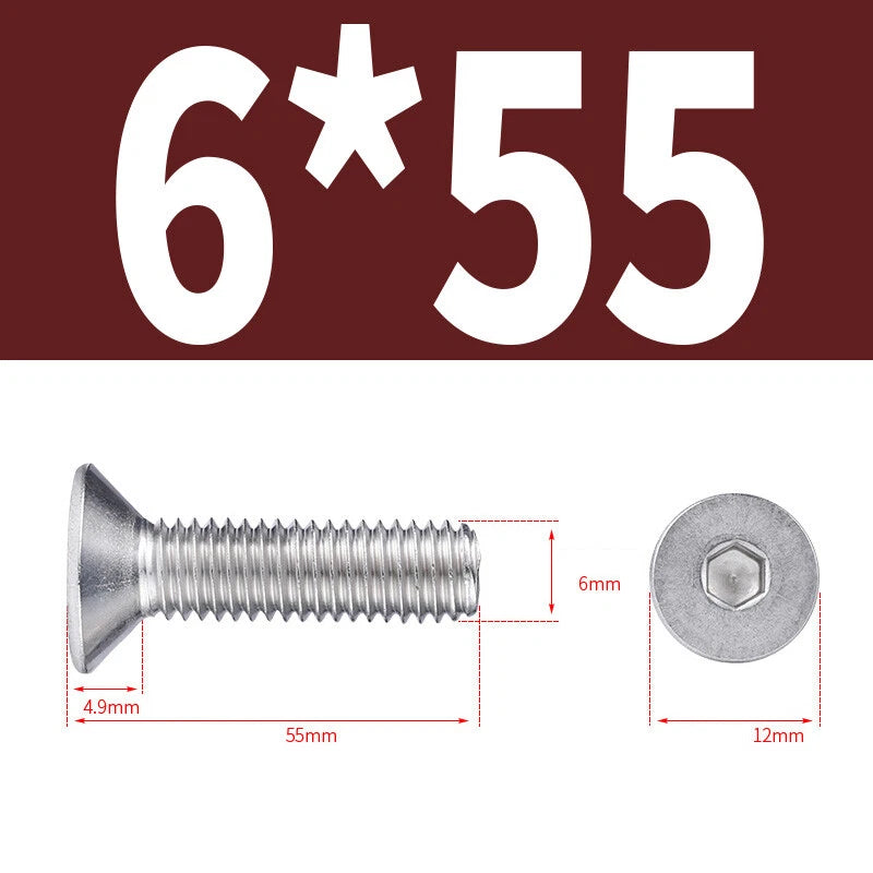 Allen Countersunk Head Screws V4A Steel Hexagon Socket Flat Head Machine Screw